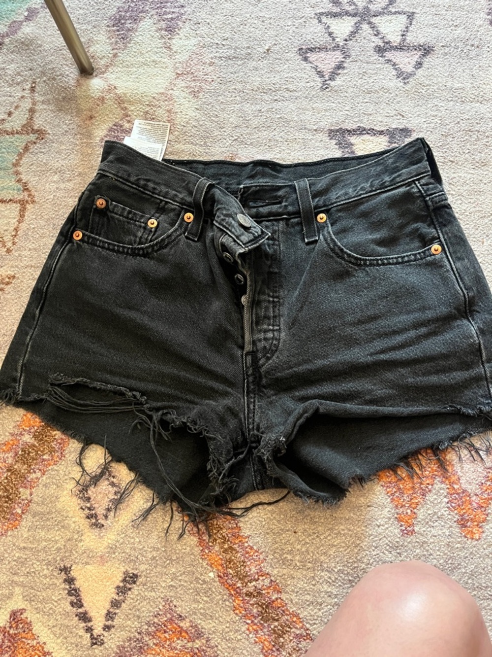 LEVIS 501 Black Frayed Denim Women's Shorts 25